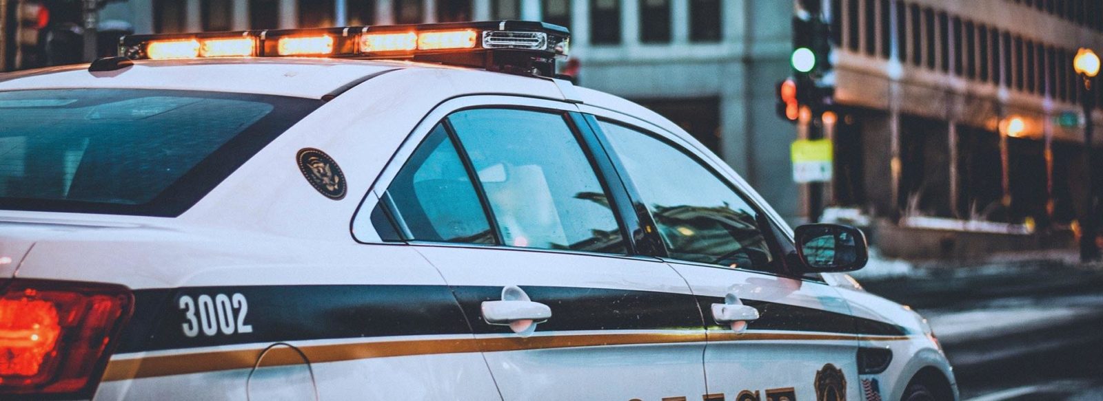 police vehicle on a city street