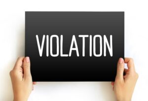 Violation text quote on card, concept background